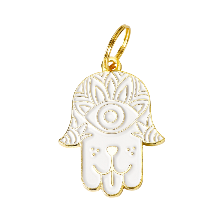 Hamsa - Gold & White - Pet ID Tag