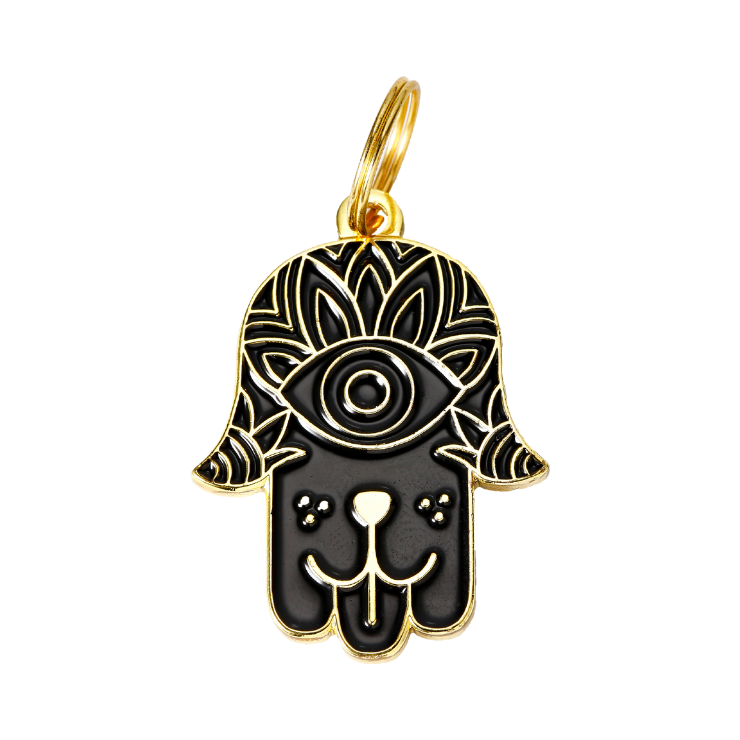 Hamsa - Gold & Black - Pet ID Tag