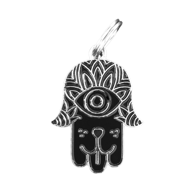 Hamsa - Silver & Black - Pet ID Tag