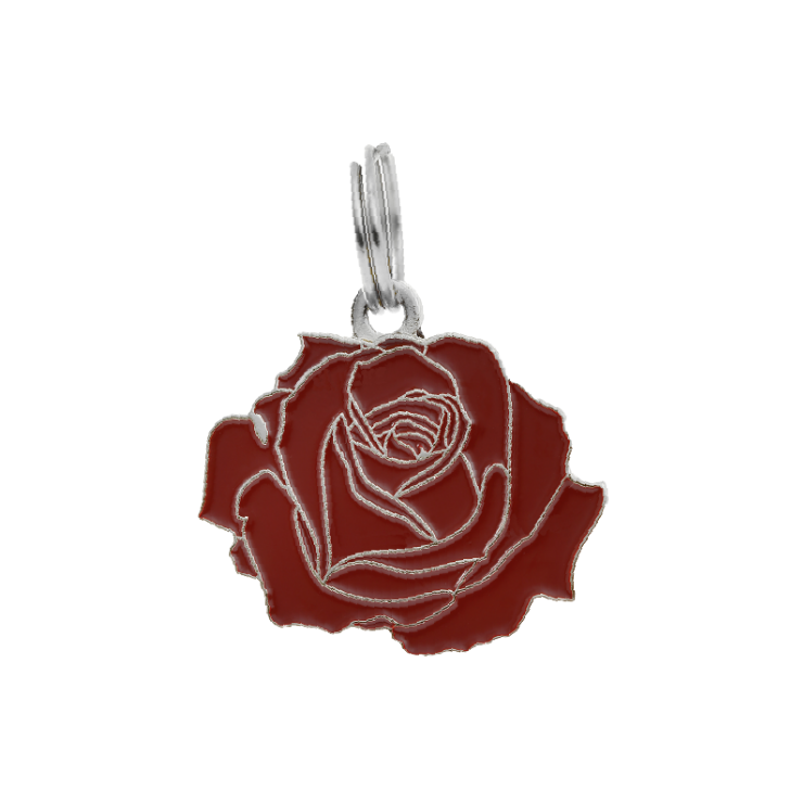 Rose - Silver & Red - Pet ID Tag