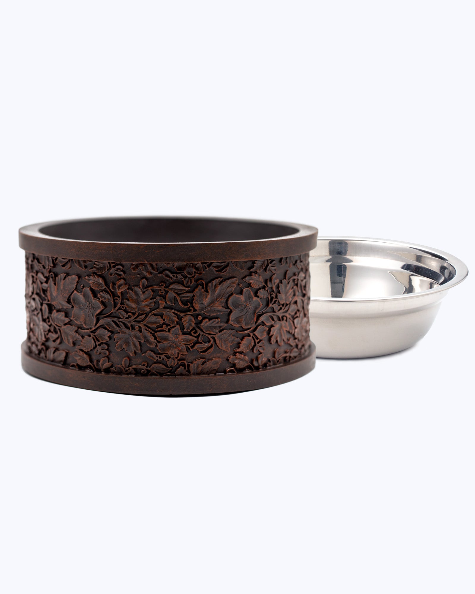 Pet Junkie Jackson Small Dog Bowl - Brown Floral Raised Dish